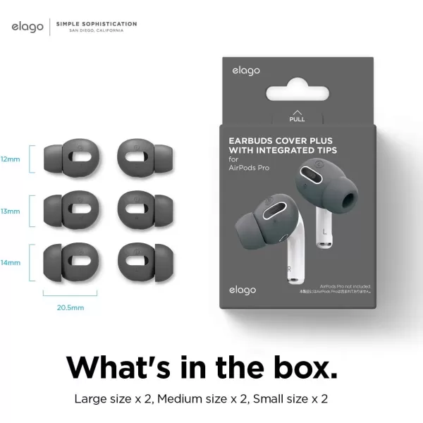 elago 6 Pairs AirPods Pro Ear Tips with Integrated Earbuds Cover Designed for Apple AirPods Pro Fit in The Case AntiSlip 3 Sizes Large  Medium  Small US Patent Registered Dark GreyDark Grey