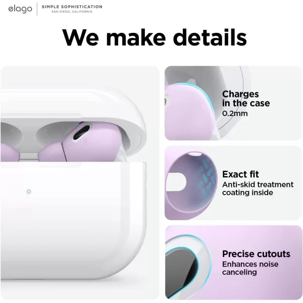 elago 6 Pairs Compatible with AirPods Pro 2 Ear Tips with Earbuds Cover Compatible with Apple AirPods Pro 2nd Generation 3 Sizes Large  Medium  Small US Patent Registered LavenderLavender