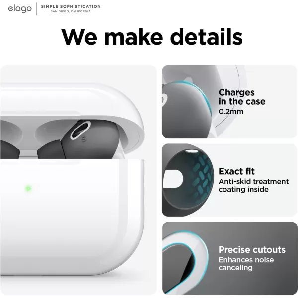 elago 6 Pairs Compatible with AirPods Pro 2 Ear Tips with Earbuds Cover Compatible with Apple AirPods Pro 2nd Generation 3 Sizes Large  Medium  Small US Patent Registered LavenderDark Grey