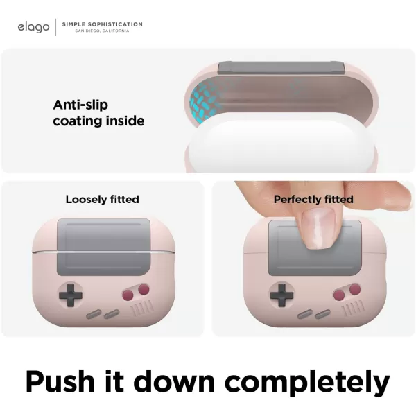 elago AW5 Compatible with AirPods Pro 2nd Generation Case 2022 Classic Handheld Game Console Design Case Compatible with AirPods Pro 2 Lanyard Included BlackSand Pink