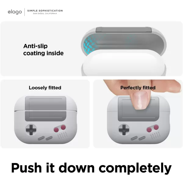 elago AW5 Compatible with AirPods Pro 2nd Generation Case 2022 Classic Handheld Game Console Design Case Compatible with AirPods Pro 2 Lanyard Included BlackLight Grey