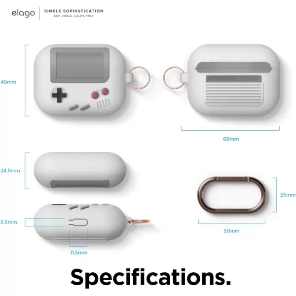 elago AW5 Compatible with Airpods Pro Case Classic Handheld Game Console Design Case with Keychain Durable Silicone Construction MagSafe Compatible US Patent Registered Light GreyLight Grey