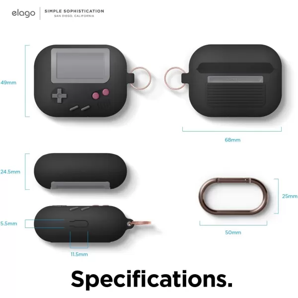 elago AW5 Compatible with Airpods Pro Case Classic Handheld Game Console Design Case with Keychain Durable Silicone Construction MagSafe Compatible US Patent Registered Light GreyBlack