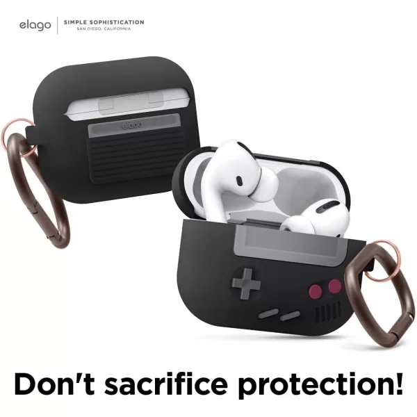 elago AW5 Compatible with Airpods Pro Case Classic Handheld Game Console Design Case with Keychain Durable Silicone Construction MagSafe Compatible US Patent Registered Light GreyBlack