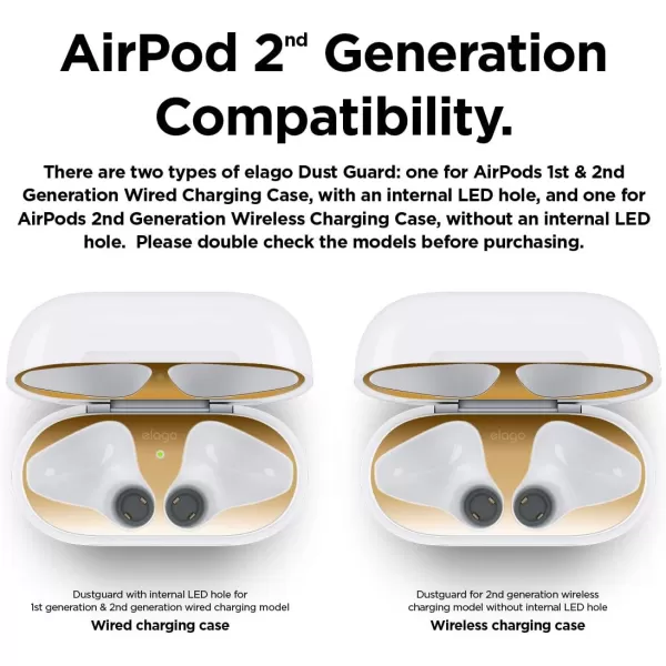 elago AirPods 2 Dust Guard Matte Space Grey 2 Sets DustProof Metal Cover Luxurious Finish Watch Installation Video  Compatible with Apple AirPods 2 Wireless Charging Case US Patent RegisteredGold