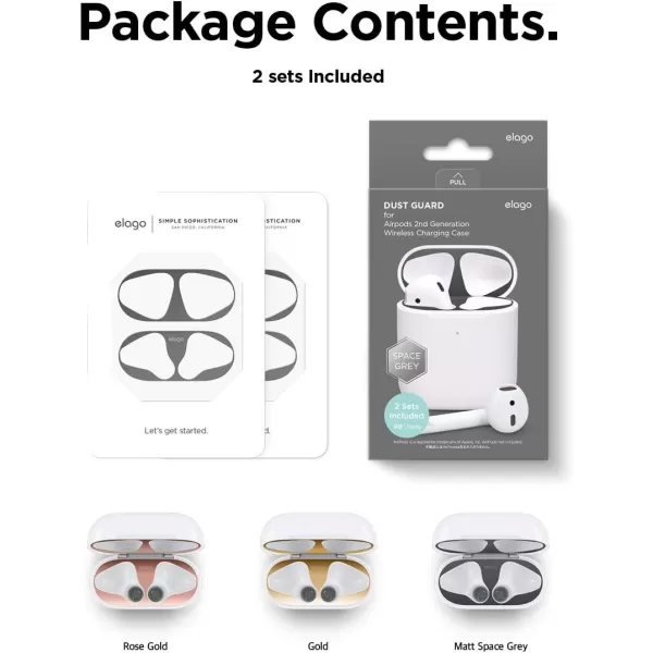 elago AirPods 2 Dust Guard Matte Space Grey 2 Sets DustProof Metal Cover Luxurious Finish Watch Installation Video  Compatible with Apple AirPods 2 Wireless Charging Case US Patent RegisteredDark Grey