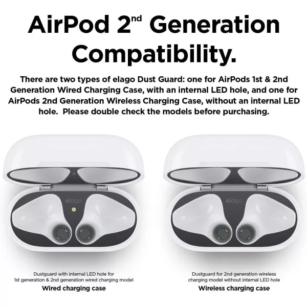 elago AirPods 2 Dust Guard Matte Space Grey 2 Sets DustProof Metal Cover Luxurious Finish Watch Installation Video  Compatible with Apple AirPods 2 Wireless Charging Case US Patent RegisteredDark Grey