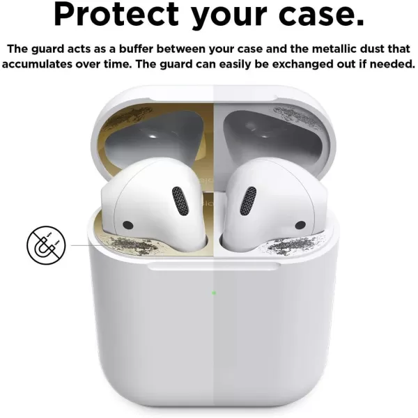 elago AirPods 2 Dust Guard Matte Space Grey 2 Sets DustProof Metal Cover Luxurious Finish Watch Installation Video  Compatible with Apple AirPods 2 Wireless Charging Case US Patent RegisteredGold