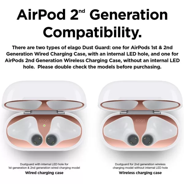 elago AirPods 2 Dust Guard Matte Space Grey 2 Sets DustProof Metal Cover Luxurious Finish Watch Installation Video  Compatible with Apple AirPods 2 Wireless Charging Case US Patent RegisteredRose Gold