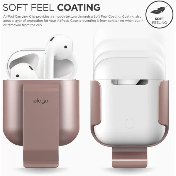 elago AirPods Belt Clip Rose Gold  Compatible with Apple AirPods 1 amp 2Convenient PortabilityProtectionSoft Feel Coating  for AirPods 2 and 1Rose Gold