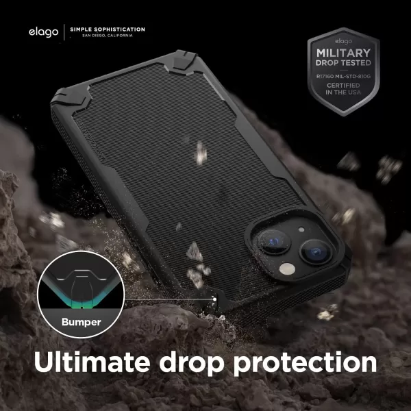 elago Armor Compatible with iPhone 13 Pro Max Case 67 Inch  US Military Grade Drop Protection HeavyDuty Protection Carbon Fiber Texture Tough Rugged Design Shockproof Bumper Cover BlackiPhone 13 Black