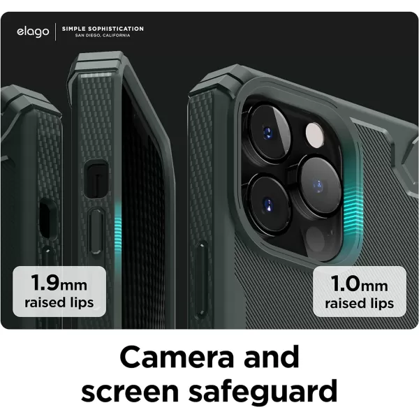 elago Armor Compatible with iPhone 13 Pro Max Case 67 Inch  US Military Grade Drop Protection HeavyDuty Protection Carbon Fiber Texture Tough Rugged Design Shockproof Bumper Cover BlackiPhone 13 Pro Dark Green