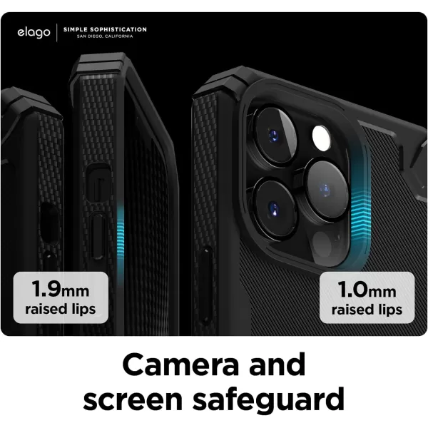 elago Armor Compatible with iPhone 13 Pro Max Case 67 Inch  US Military Grade Drop Protection HeavyDuty Protection Carbon Fiber Texture Tough Rugged Design Shockproof Bumper Cover BlackiPhone 13 Pro Black