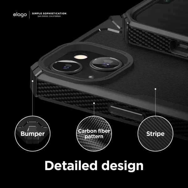 elago Armor Compatible with iPhone 13 Pro Max Case 67 Inch  US Military Grade Drop Protection HeavyDuty Protection Carbon Fiber Texture Tough Rugged Design Shockproof Bumper Cover BlackiPhone 13 Black