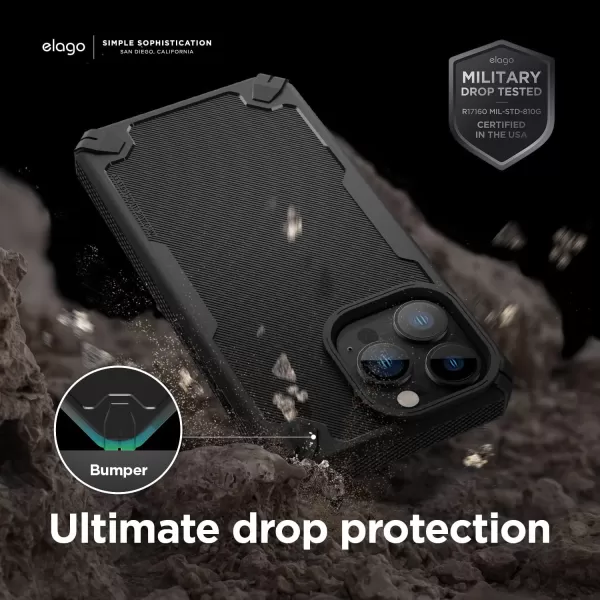 elago Armor Compatible with iPhone 13 Pro Max Case 67 Inch  US Military Grade Drop Protection HeavyDuty Protection Carbon Fiber Texture Tough Rugged Design Shockproof Bumper Cover BlackiPhone 13 Pro Dark Green