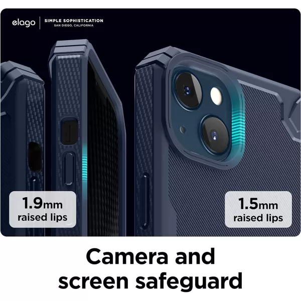 elago Armor Compatible with iPhone 13 Pro Max Case 67 Inch  US Military Grade Drop Protection HeavyDuty Protection Carbon Fiber Texture Tough Rugged Design Shockproof Bumper Cover BlackiPhone 13 Jean Indigo