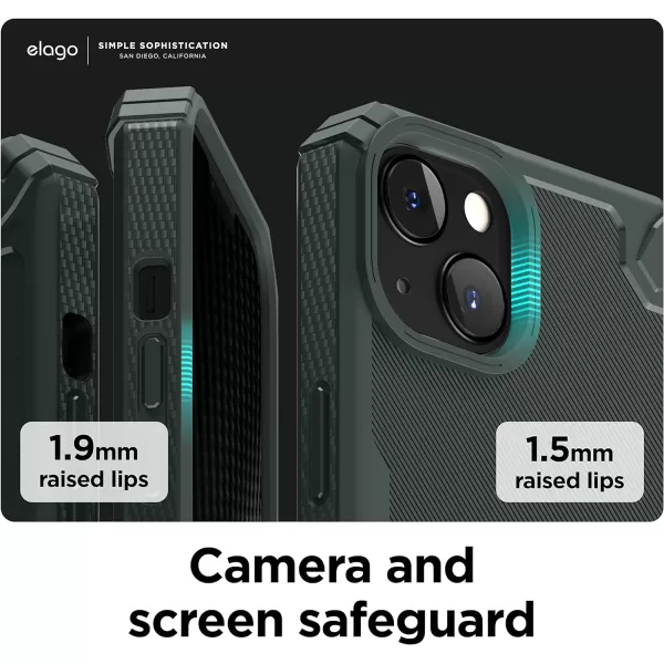 elago Armor Compatible with iPhone 13 Pro Max Case 67 Inch  US Military Grade Drop Protection HeavyDuty Protection Carbon Fiber Texture Tough Rugged Design Shockproof Bumper Cover BlackiPhone 13 Dark Green