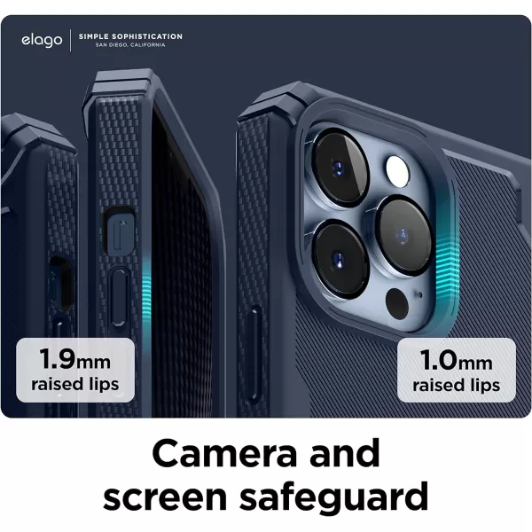 elago Armor Compatible with iPhone 13 Pro Max Case 67 Inch  US Military Grade Drop Protection HeavyDuty Protection Carbon Fiber Texture Tough Rugged Design Shockproof Bumper Cover BlackiPhone 13 Pro Jean Indigo