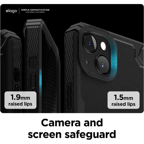 elago Armor Compatible with iPhone 13 Pro Max Case 67 Inch  US Military Grade Drop Protection HeavyDuty Protection Carbon Fiber Texture Tough Rugged Design Shockproof Bumper Cover BlackiPhone 13 Black