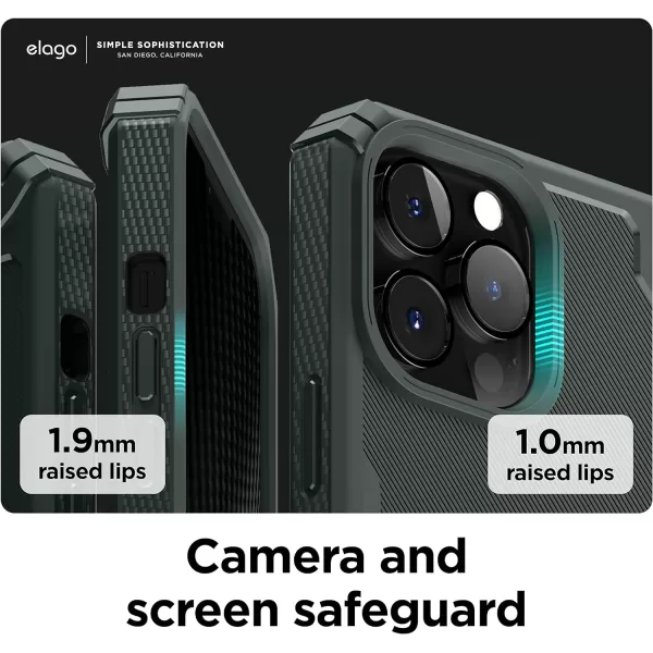 elago Armor Compatible with iPhone 13 Pro Max Case 67 Inch  US Military Grade Drop Protection HeavyDuty Protection Carbon Fiber Texture Tough Rugged Design Shockproof Bumper Cover BlackiPhone 13 Pro Max Dark Green