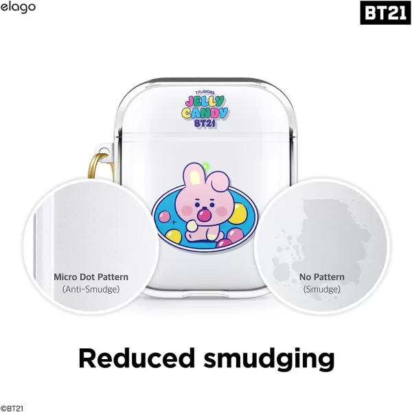 elago BT21 Case Compatible with Apple AirPods Case 1 amp 2 Clear Case with Keychain Reduced Yellowing and Smudging Supports Wireless Charging Official Merchandise RJCOOKY