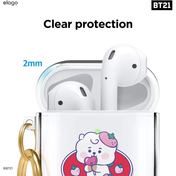 elago BT21 Case Compatible with Apple AirPods Case 1 amp 2 Clear Case with Keychain Reduced Yellowing and Smudging Supports Wireless Charging Official Merchandise RJRJ