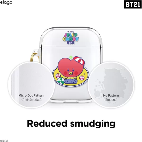 elago BT21 Case Compatible with Apple AirPods Case 1 amp 2 Clear Case with Keychain Reduced Yellowing and Smudging Supports Wireless Charging Official Merchandise RJTATA