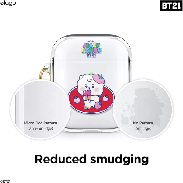 elago BT21 Case Compatible with Apple AirPods Case 1 amp 2 Clear Case with Keychain Reduced Yellowing and Smudging Supports Wireless Charging Official Merchandise RJRJ