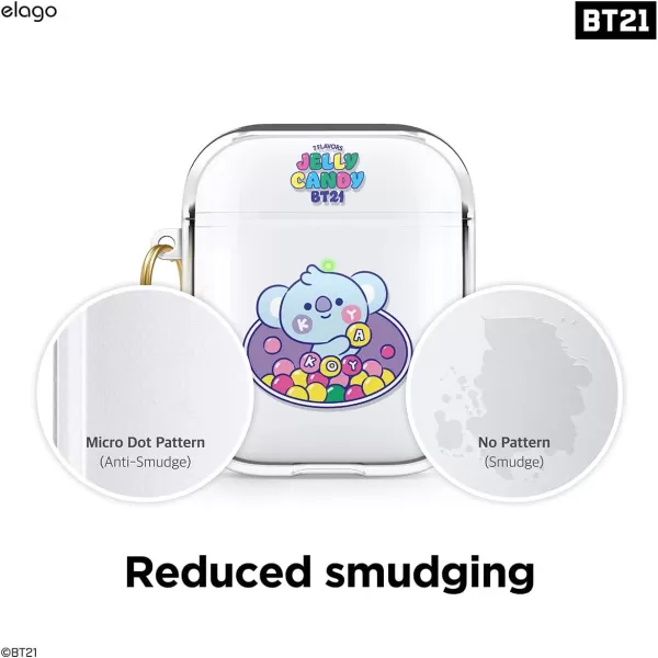 elago BT21 Case Compatible with Apple AirPods Case 1 amp 2 Clear Case with Keychain Reduced Yellowing and Smudging Supports Wireless Charging Official Merchandise RJKOYA