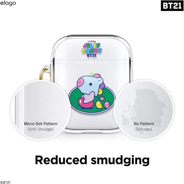 elago BT21 Case Compatible with Apple AirPods Case 1 amp 2 Clear Case with Keychain Reduced Yellowing and Smudging Supports Wireless Charging Official Merchandise RJMANG