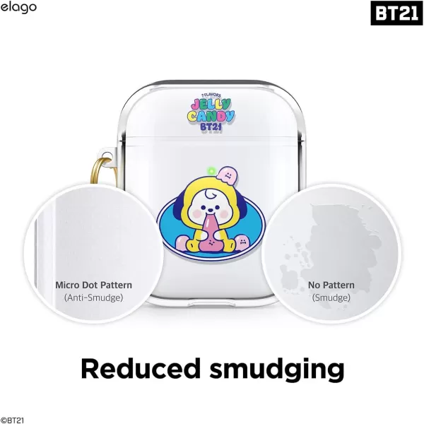 elago BT21 Case Compatible with Apple AirPods Case 1 amp 2 Clear Case with Keychain Reduced Yellowing and Smudging Supports Wireless Charging Official Merchandise RJCHIMMY