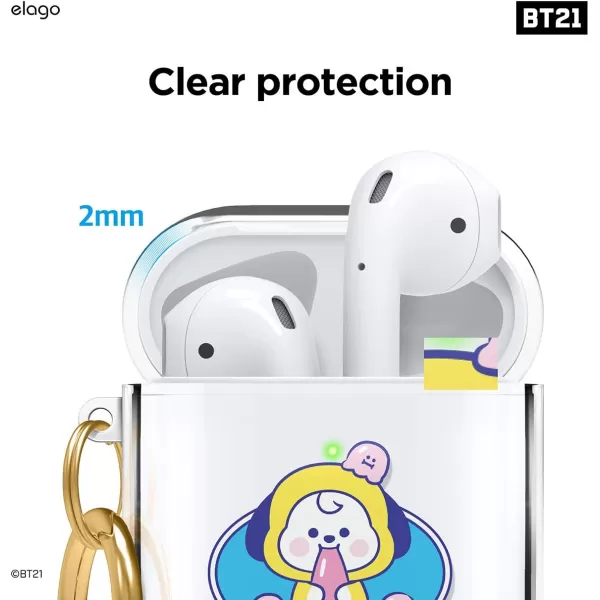 elago BT21 Case Compatible with Apple AirPods Case 1 amp 2 Clear Case with Keychain Reduced Yellowing and Smudging Supports Wireless Charging Official Merchandise RJCHIMMY