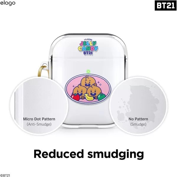 elago BT21 Case Compatible with Apple AirPods Case 1 amp 2 Clear Case with Keychain Reduced Yellowing and Smudging Supports Wireless Charging Official Merchandise RJSHOOKY