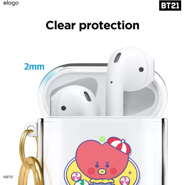 elago BT21 Case Compatible with Apple AirPods Case 1 amp 2 Clear Case with Keychain Reduced Yellowing and Smudging Supports Wireless Charging Official Merchandise RJTATA