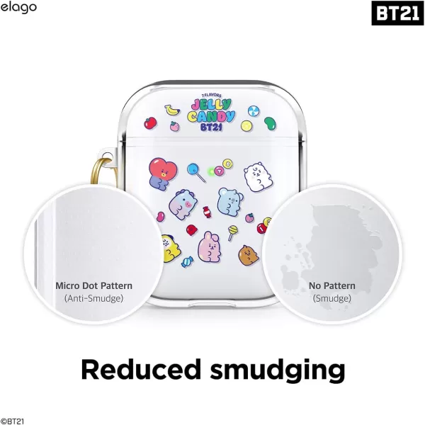 elago BT21 Case Compatible with Apple AirPods Case 1 amp 2 Clear Case with Keychain Reduced Yellowing and Smudging Supports Wireless Charging Official Merchandise RJ7FLAVORS