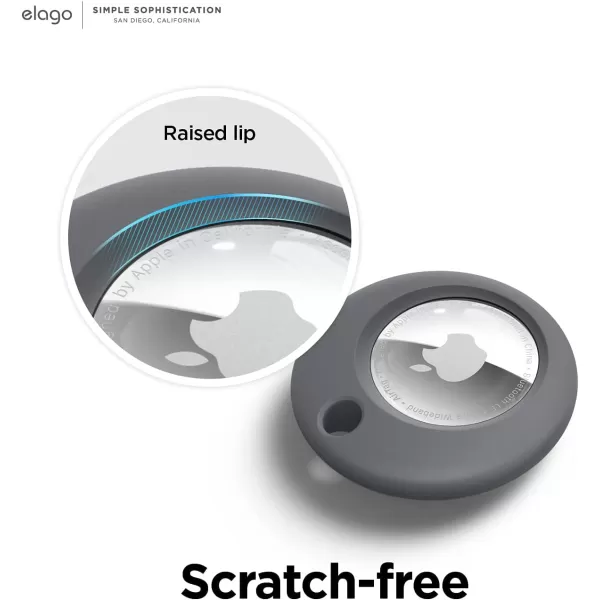 elago Basic Case Compatible with AirTag Keychain  Full Protection Keychain Included Slim and Simple Design Premium Food Grade Silicone ScratchFree Safe for Kids and Pets Stone 1PCDark Gray