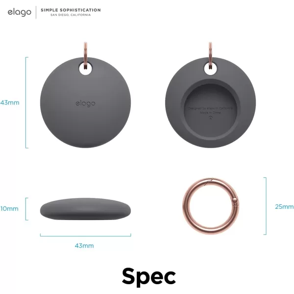 elago Basic Case Compatible with AirTag Keychain  Full Protection Keychain Included Slim and Simple Design Premium Food Grade Silicone ScratchFree Safe for Kids and Pets Stone 1PCDark Gray