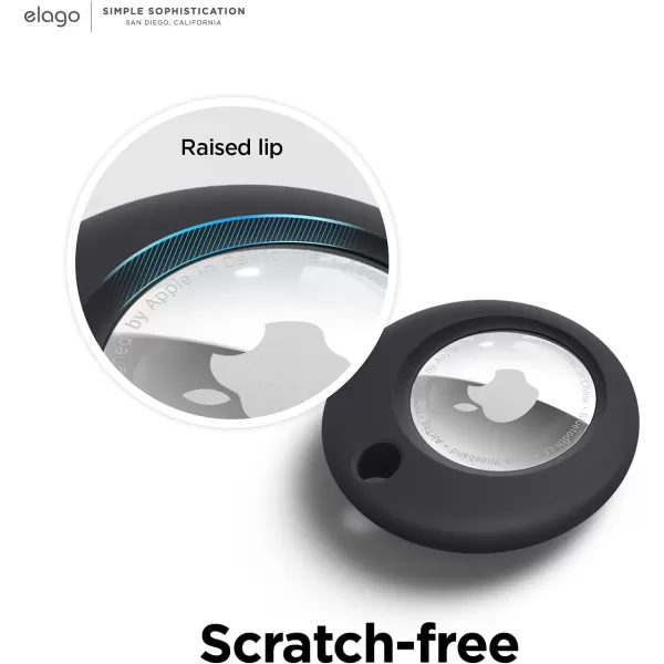 elago Basic Case Compatible with AirTag Keychain  Full Protection Keychain Included Slim and Simple Design Premium Food Grade Silicone ScratchFree Safe for Kids and Pets Stone 1PCBlack