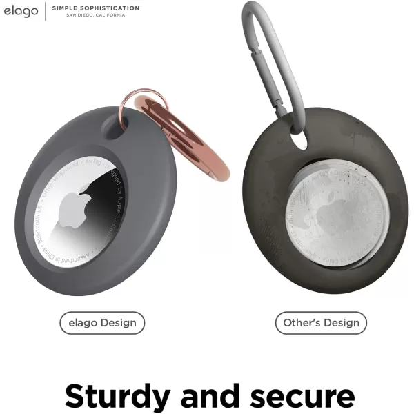 elago Basic Case Compatible with AirTag Keychain  Full Protection Keychain Included Slim and Simple Design Premium Food Grade Silicone ScratchFree Safe for Kids and Pets Stone 1PCDark Gray