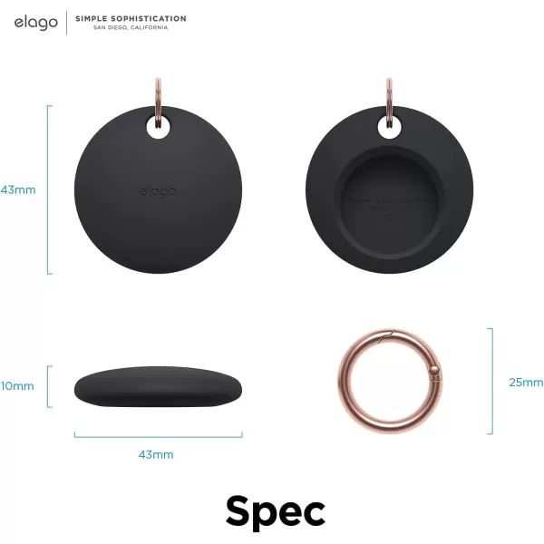 elago Basic Case Compatible with AirTag Keychain  Full Protection Keychain Included Slim and Simple Design Premium Food Grade Silicone ScratchFree Safe for Kids and Pets Stone 1PCBlack