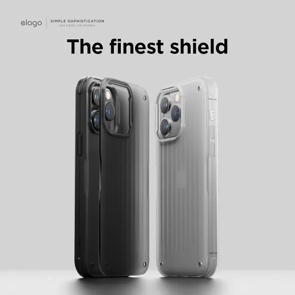 elago Buckler Compatible with iPhone 14 Pro Max Case 67 Inch  US Military Grade Drop Protection HeavyDuty Protective Cover Carbon Fiber Texture Rugged Design Shockproof Bumper Frosted ClearFrosted Clear