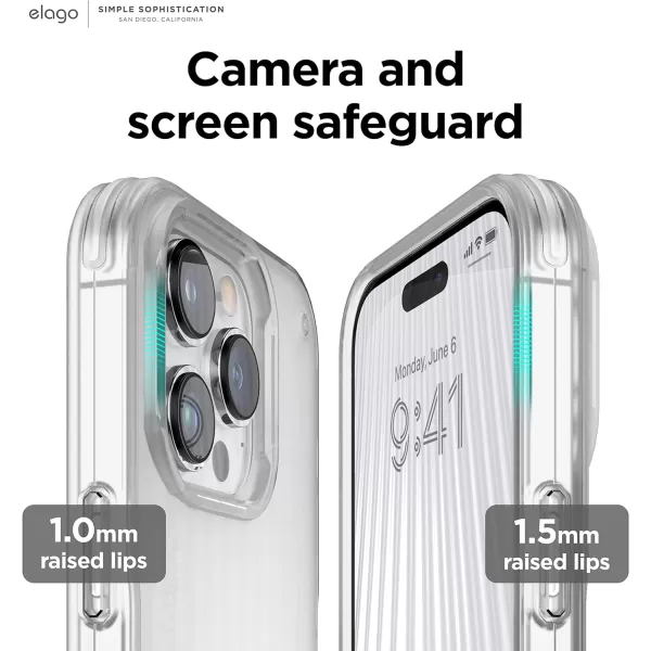 elago Buckler Compatible with iPhone 14 Pro Max Case 67 Inch  US Military Grade Drop Protection HeavyDuty Protective Cover Carbon Fiber Texture Rugged Design Shockproof Bumper Frosted ClearFrosted Clear