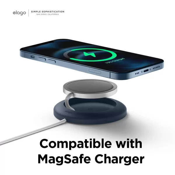 elago Charging Pad Compatible with MagSafe Charger Compatible with iPhone 15 14 13 12 Models AirPods Pro amp AirPods 3  Magnetic Charger Holder AntiSlip White Magsafe Charger Not IncludedJean Indigo