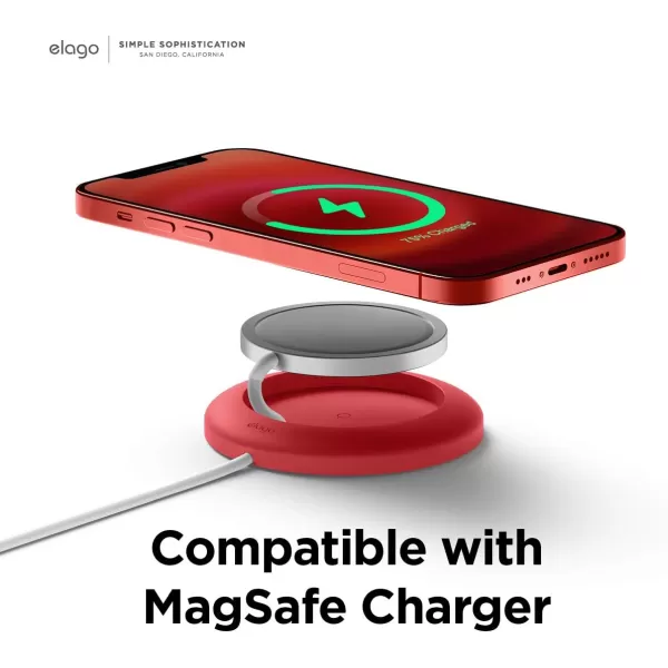 elago Charging Pad Compatible with MagSafe Charger Compatible with iPhone 15 14 13 12 Models AirPods Pro amp AirPods 3  Magnetic Charger Holder AntiSlip White Magsafe Charger Not IncludedRed