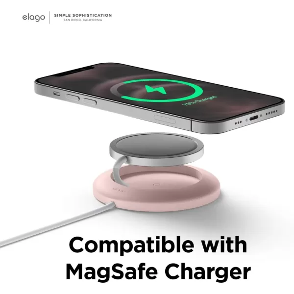 elago Charging Pad Compatible with MagSafe Charger Compatible with iPhone 15 14 13 12 Models AirPods Pro amp AirPods 3  Magnetic Charger Holder AntiSlip White Magsafe Charger Not IncludedLovely Pink