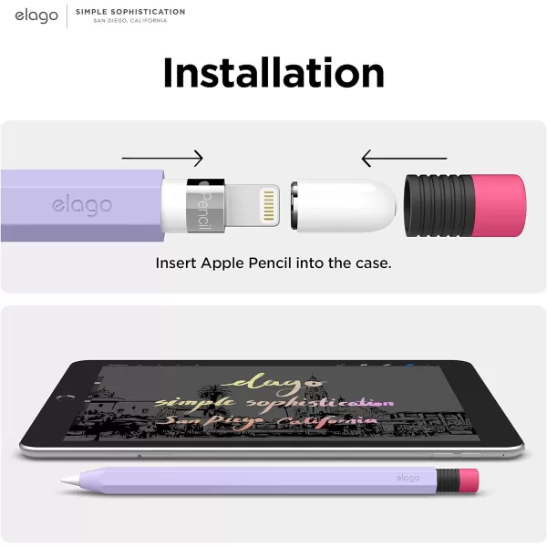 elago Classic Pencil Case Compatible with Apple Pencil 1st Generation Perfect Grip Protective Skin Cover Silicone SleeveLavender