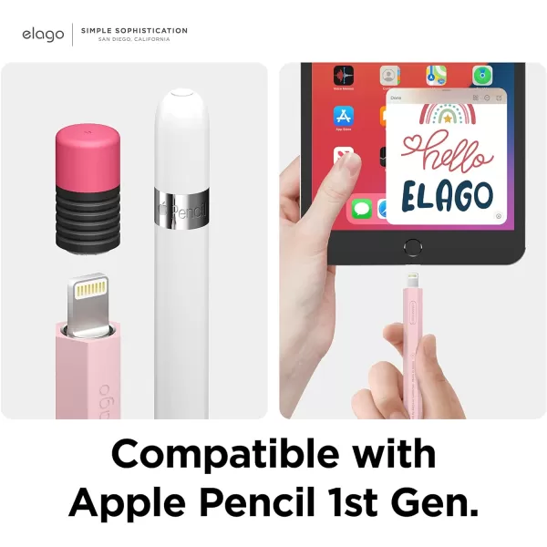 elago Classic Pencil Case Compatible with Apple Pencil 1st Generation Perfect Grip Protective Skin Cover Silicone SleeveLovely Pink