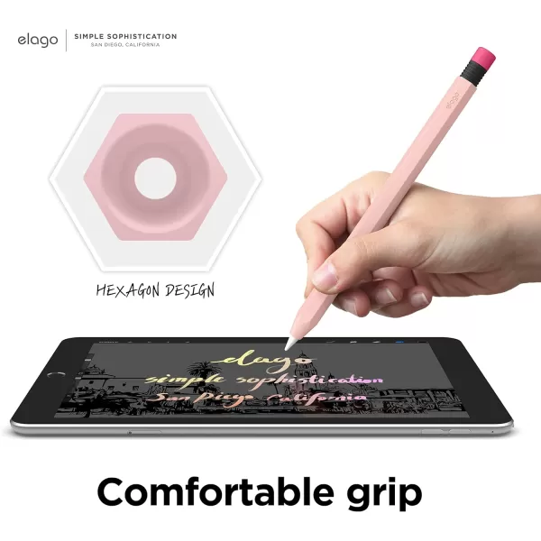 elago Classic Pencil Case Compatible with Apple Pencil 1st Generation Perfect Grip Protective Skin Cover Silicone SleeveLovely Pink