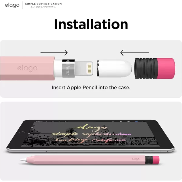 elago Classic Pencil Case Compatible with Apple Pencil 1st Generation Perfect Grip Protective Skin Cover Silicone SleeveLovely Pink