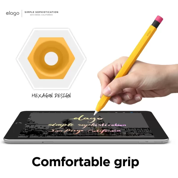 elago Classic Pencil Case Compatible with Apple Pencil 1st Generation Perfect Grip Protective Skin Cover Silicone SleeveYellow